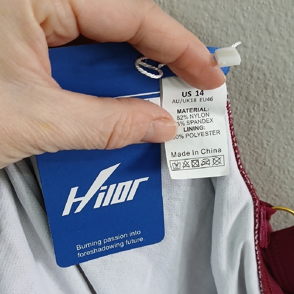 NWT Hilor Elegant Magenta One-Piece Swimsuit Size 14 - Picture 7 of 7